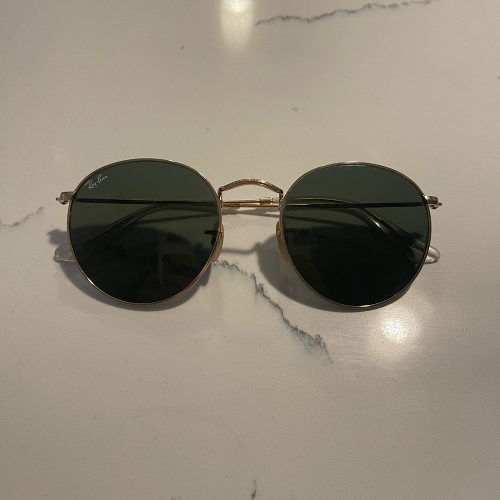 Gold/green round oval rayban sunglasses